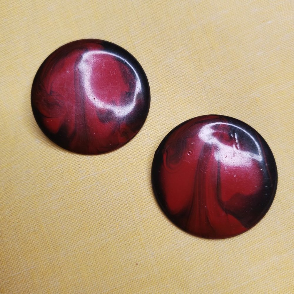 Round Marble Earrings Redearrings
